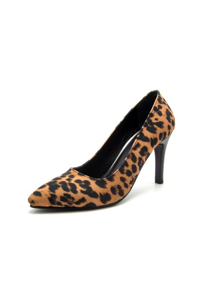 Erkan Saçmacı Gowa Siyah Leopar Sivri Burun İnce Topuklu Klasik Stiletto Ayakkabı