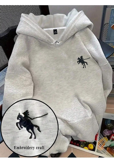Startmore Emery Rose Plus Size Women's Embroidered Horse Graphic Drawstring Hoodie Sweatshirt Fall Clot Çok Renkli