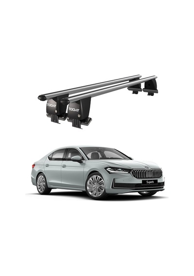 Royal Skoda Superb 2015 Ve Sonrası Uyumlu Gri Kilitli Ara Atkı Port Bagaj Tavan Barı