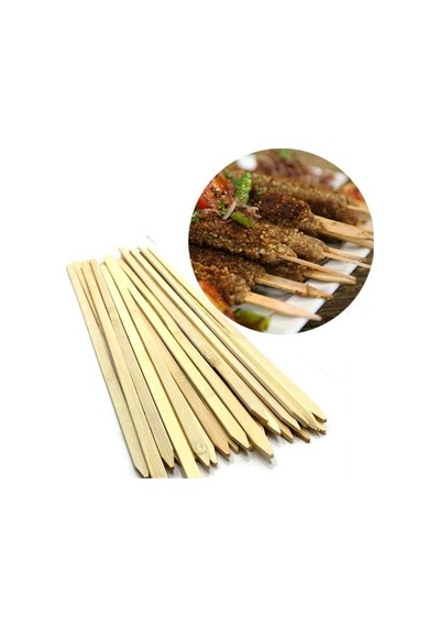 Ahşap Adana Çöp Şiş Çubuğu 25 Cm 20 Adet - Yassı Adana Kebap Şişi Ahşap Çöp Şiş