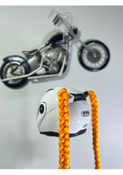 Motor & Motosiklet Çift Turuncu Örgü Saç Kask Dış Aksesuarı Diğer