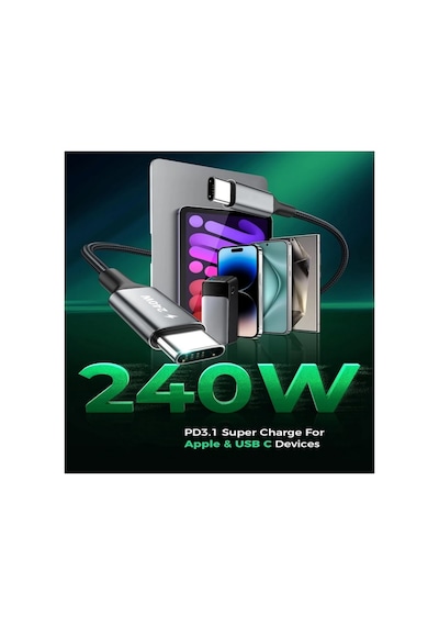 240w Type C To Type C Data Ve Şarj Pd3.1/qc5.0 Usb C - Usb C Kablosu 120cm, 140w 100w Hızlı Şarj İle Uyumlu, Macbook Pro/air, İpad Pro/air, Samsung Galaxy S22/21/20, Dizüstü Bilgisayarlar İle Uyumlu 240w Type C To Type C Data Ve Şarj Pd3.1/qc5.0 Usb C - Usb C Kablosu 120cm, 140w 100w Hızlı Şarj İle Uyumlu, Macbook Pro/air, İpad Pro/air, Samsung Galaxy S22/21/20, Dizüstü Bilgisayarlar İle Uyumlu