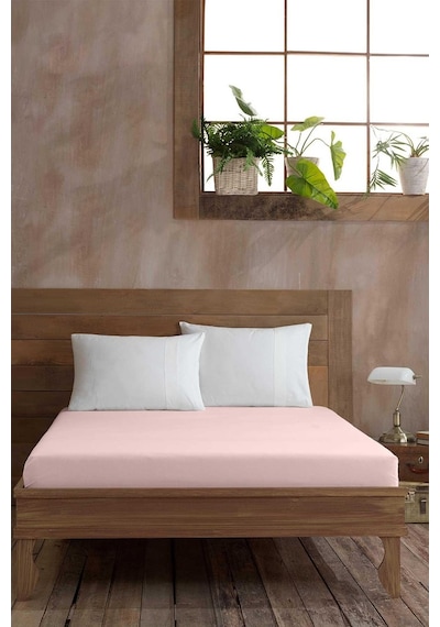 Elart Ranfors Pamuk Fitted Tek Kişilik Çarşaf 100X200Cm Pudra Pudra-Tek Kişilik