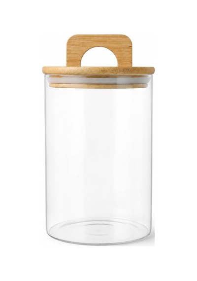 900 Ml Bambu Kapaklı Yuvarlak Cam Kavanoz, 10 Cm Çap 15 Cm Yükseklik, Contalı Kulplu Şeffaf Erzak Ve Kuru Gıda Saklama Kabı, Kahve Çay Şeker Bakliyat İçin Çok Renkli