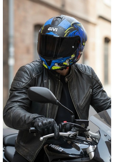 Gıvı 50.x Wıld Mat Mavi / 1 Renkli 1 Şeffaf Vizörlü Motosiklet Kask Siyah Vizör + Şeffaf