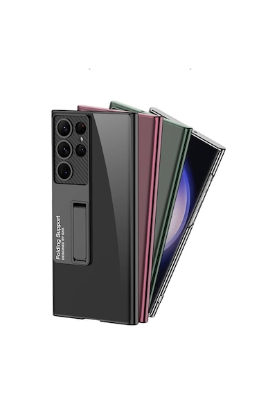 Galaxy Uyumlu S24 Ultra Kılıf Kamera Korumalı Şeffaf Tasarımlı Pazarplus Lego Standlı Kılıf Yeşil