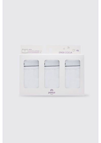 Panço Erkek Çocuk 3'lü Beyaz Boxer Seti 2602bk14001
