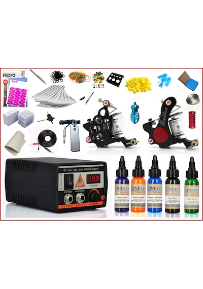 Xline Tattoo Xl-3499 - 2 Makineli Büyük Boyalı Dövme Makinesi Seti