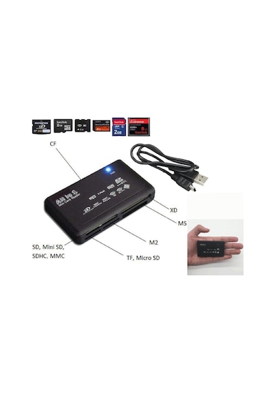 Usb Hub Micro Sd/Xd/Mmc/Ms/Cf/Tf Mini M2 Kombo Çoklu Kart Okuyucu