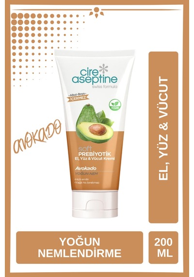 Soft Prebiyotik Avokado El,yüz Ve Vücut Kremi 200 Ml Tüp Vegan