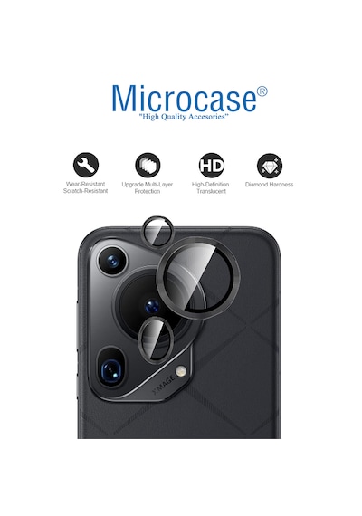 Microcase Huawei Pura 70 Ultra Kamera Camı Lens Koruyucu Halka Set - Al8114 Siyah