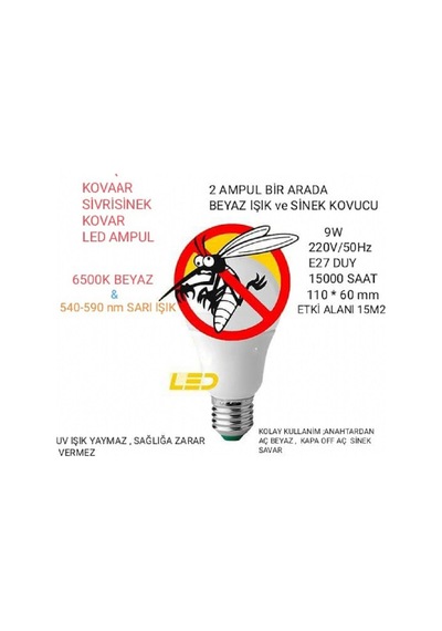 Sivri Sinek Kovar 9w Led Ampul Sarı - Beyaz Diğer