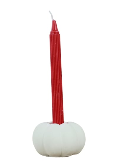 Eskitme Mumluk Şamdan Tealight Ve İnce Mum Uyumlu Kabak Model - Beyaz