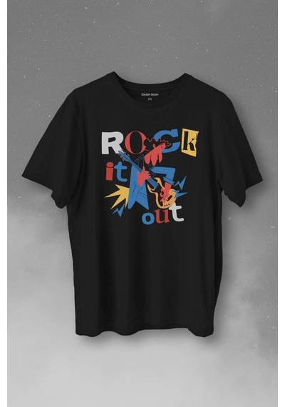 Rockstar Rock It Out Guitar Gitarist Baskılı Tişört Unisex T-shirt 001