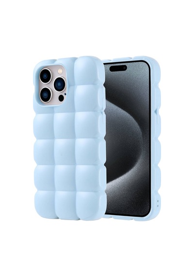 Zore Apple Uyumlu iPhone 15 Pro Max Kılıf Parlak Esnek Silikon Dom Dom Kapak - Mavi Mavi