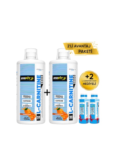 Sporfit Nutrition L-carnitine 3500 Mg 1000 Ml 2 Li Avantaj Paketi 33 Servis Portakal + 2 X L-karnitin Shot Hediyeli