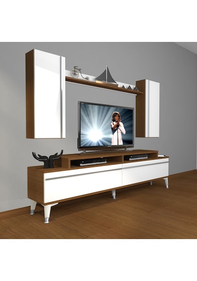 Decoraktiv Ekoflex 7 Mdf Silver Tv Ünitesi Tv Sehpası Ceviz - Beyaz