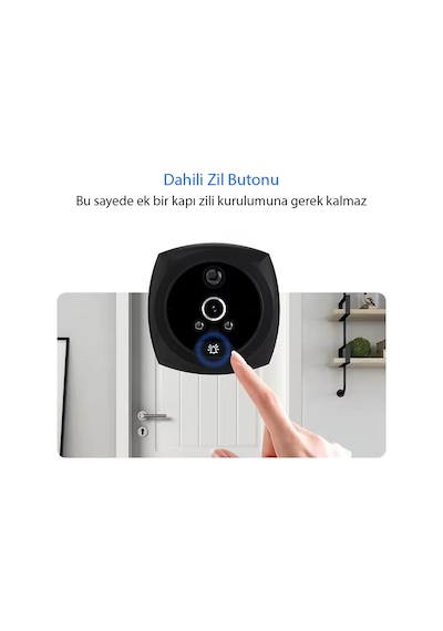 Ayt Powermaster Pm-24933 3.5 İnç Kameralı Akıllı Kapı Zili Kapı Dürbün Kamera Görüntülü Kapı Zili