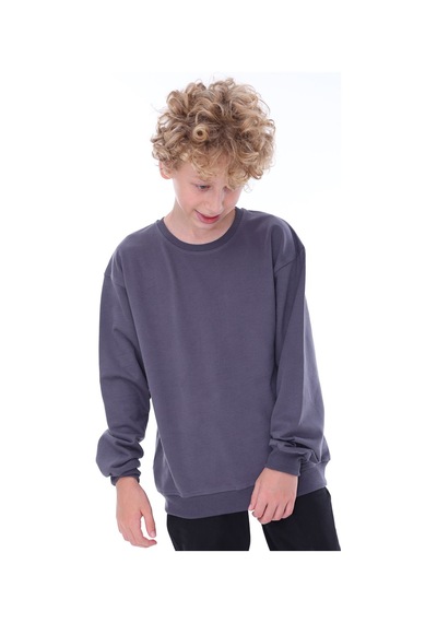 Zuzunga Oversize Unisex Basic Düz Antrasit Renk %100 Pamuk Sweatshirt Antrasit