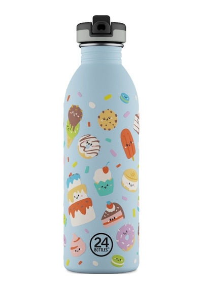 Kids Bottle Sweet Friends Pipetli Paslanmaz Çelik Çocuk Su Matarası 500 Ml Mavi