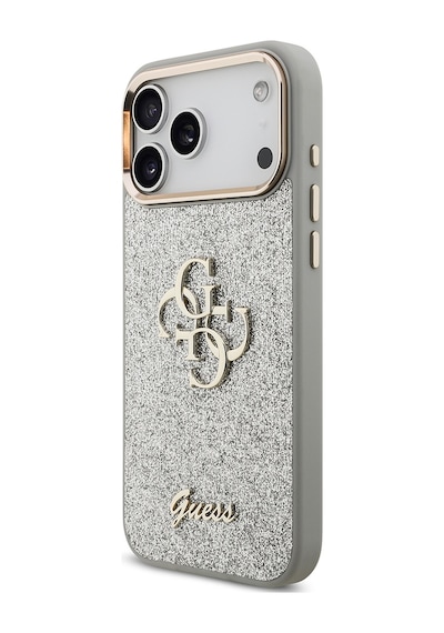 Apple Uyumlu iPhone 17 Pro Max Kılıf Guess Lisanslı 4g Büyük Metal Logolu Glitter Kapak Gri Gri