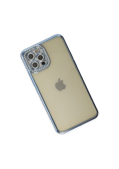 Newface Apple iPhone Uyumlu 12 Pro Kılıf Joke Taşlı Silikon Semeglbl - 49 - Mavi