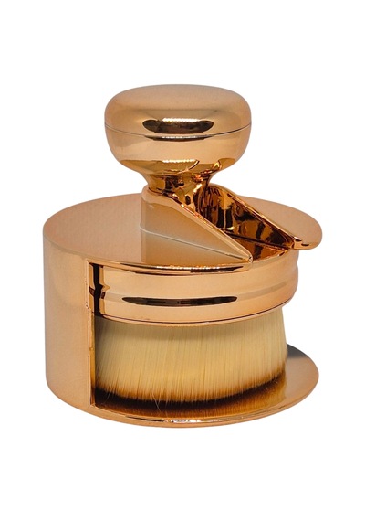Lüks Touch Gold - Altın Renkli Metal Standlı Shine Brush Ergonomik Pudra Fırçası Makyajınızı Sanata Dönüştürün