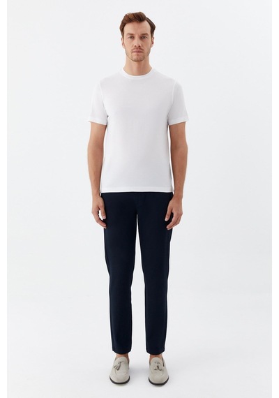 Sabri Özel Bisiklet Yaka Basic Erkek T-shirt Beyaz