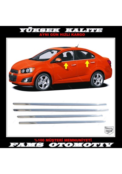 Chevrolet Aveo Sedan Krom Cam Çıtası 4 Parça P.Çelik 2011 Üzeri