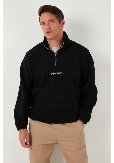 Buratti Regular Fit Yarım Fermuarlı Dik Yaka Yumuşak Dokulu Erkek Sweat 59060661 Siyah
