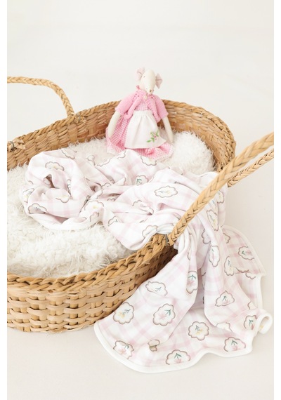 Esti Baby Teddy Bear Serisi %100 Pamuk Çift Taraflı Bebek ve Çocuk Battaniyesi 85x100 CM Pembe