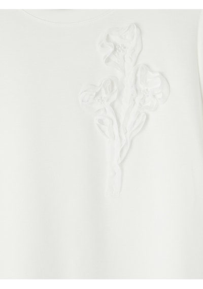 Lcw Everyday Beyaz Soft Touch Çiçek Aplikeli Bluz