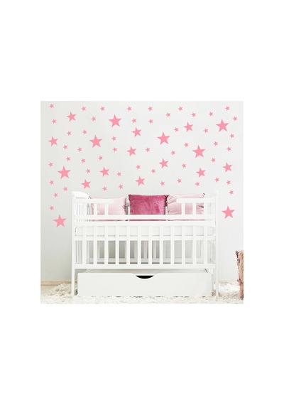 Yıldız Duvar Sticker - 2,5 - 5 - 7,5 - 10cm Karışık Ebatlarda - 155 Adet Pembe