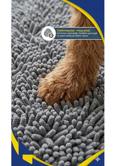 Süper Emici Mikrofiber Köpek Kapı Paspası, Yıkanabilir Şönil Evcil Hayvan Halısı, Hızlı Kuruyan Giriş Paspas