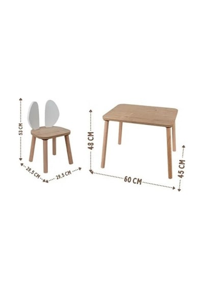 Bee Smart Ms-80 Safir Meşe Beyaz Naturel Set 1 Masa 2 Sandalye BEESMART.023 Diğer