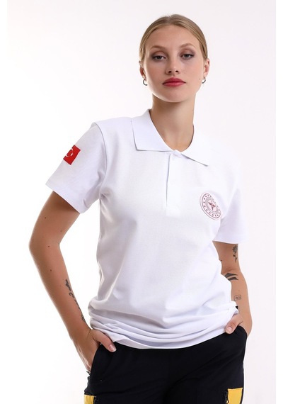 112 Acil Sağlık Yakalı Tshirt Kısa Kol Baskılı - Beyaz-12762 Beyaz