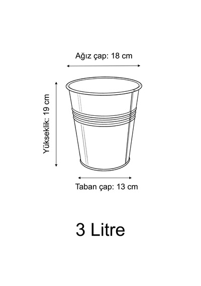 Metal Dekoratif Kova 3 Litre - 19 Cm Çok Amaçlı Galvaniz Saksılık Ve Düzenleyici Renksiz