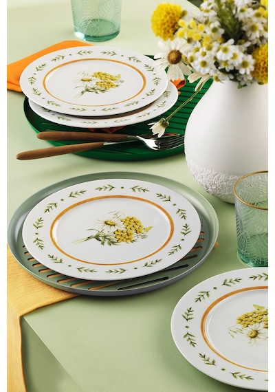 Kütahya Porselen Bellis 4 Parça 21 Cm Pasta Tabağı Çok Renkli