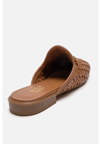 Luvishoes Senıa Taba Örgü Hakiki Deri Tokalı Önü Kapalı Kadın Terlik