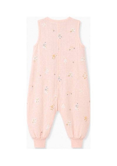 Babyhola Yazlık Müslin Çocuk Uyku Tulumu 1-8 Yaş Unisex Kısa Kollu %100 Pamuk 2703 Pembe