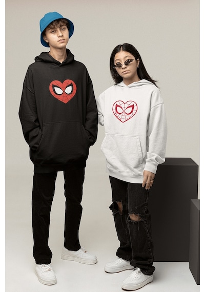 Kırmızı Kalp Spider Sevgili/cift/arkadaslık/2'li Kapsonlu Sweatshirt Seti 001