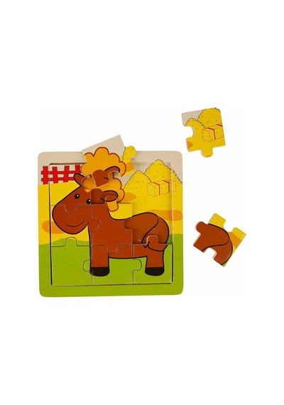 S00002907 Wooden Puzzle Anımals 9 Pcs 3 Ast
