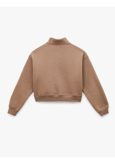 Koton Polo Yaka Uzun Kollu Fermuarlı Oversize Spor Sweatshirt Vizon 6sak10118nk 05x
