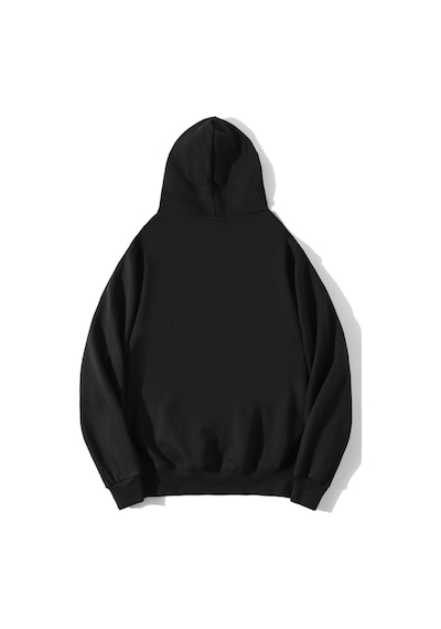 Brz Collection Unisex Oversize Leopar Yıldız Desenli Hoodie Siyah