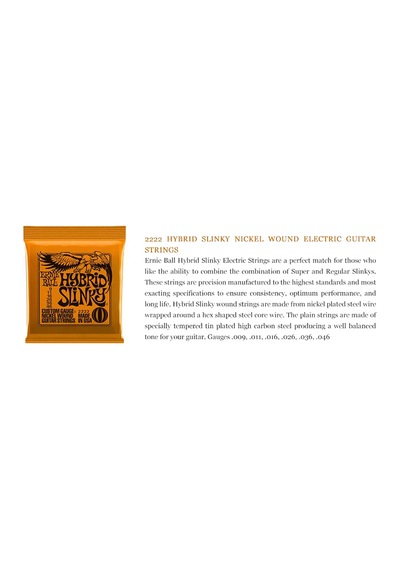 Vkemall Ernie Ball 2222 Hibrit Slinky Nikel Sarılı Elektrik Gitar Telleri 9-46 Çok Renkli