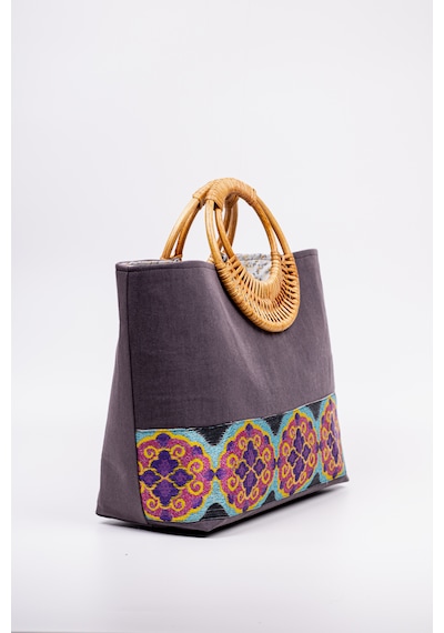 Fabric Craft Bag Kadın El Çantası Denim Etnik Bordürlü Mavi