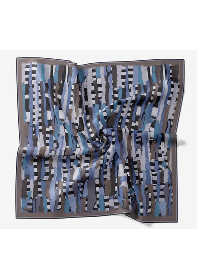 Silk Home Twill İpek Eşarp Şerit İndigo Çok Renkli