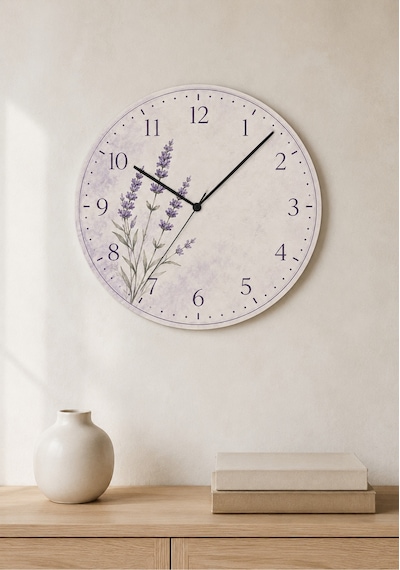 AA Shop Dekoratif Baskılı Ahşap Botanik Desenli Duvar Saati Sessiz Akar Mekanizmalı Modern Çiçek Ve Yaprak 824 Çoklu Renkli