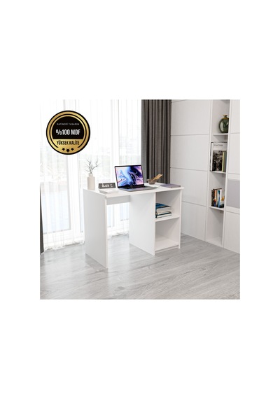 Matilda Çalışma Masası Raflı Kapaksız Modern Tasarım Beyaz Matilda Çalışma Masası Raflı Kapaksız Modern Tasarım Beyaz