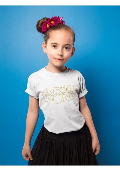 Sevbano Unisex Star Wars Yazılı Film Çocuk Tişört 1-12 Yaş Beyaz